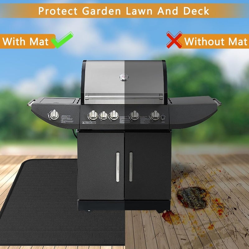 Anze Under Grill Mat for Outdoor Grill, 24 x 42 Inch Anti-Slip BBQ Floor Mats, Easy to Clean Reusable Double-Sided Fireproof Grill Pad, Oil-Proof Waterproof Protector for Indoor Fireplace Pit Mat - Image 4